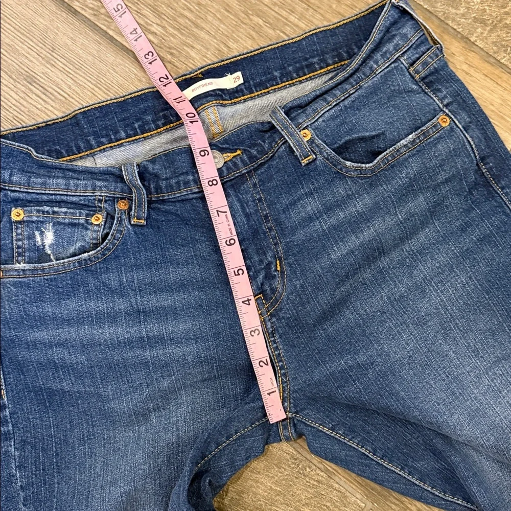 Levi’s Boyfriend Jeans Size 29 Cropped Straight Leg Mid Rise Stretch - Picture 8 of 14